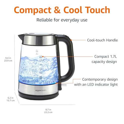 Amazon Basics Hervidor Eléctrico de Vidrio 1.8L