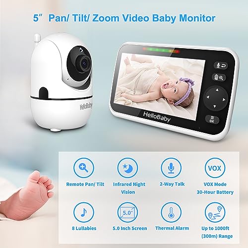 Monitor de bebé HelloBaby 5'' con cámara
