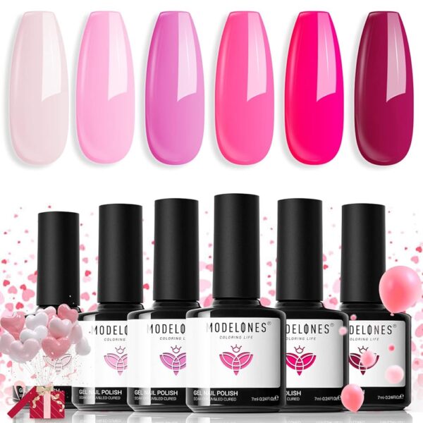 Set de Esmaltes de Uñas Gel Rosa